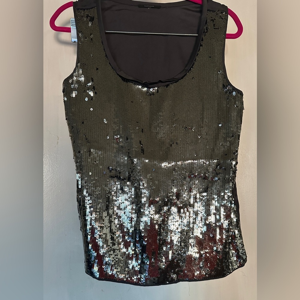 ELIE TAHARI SEQUIN SLEEVELESS TOP